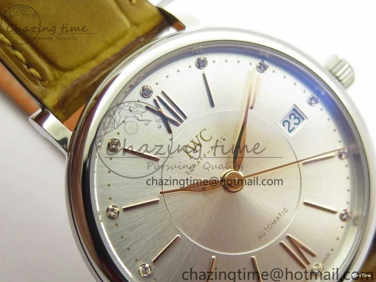 MIROTIME 0515 Durable Portofino 37mm SS V7F 1:1 Best Edition White Dial on Light Brown Leather Strap A 7092